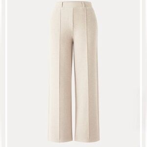 OGL Wrinkle-Resistant Mid Rise Wide Leg Pants w/ Pockets Petite Small in Oatmeal
